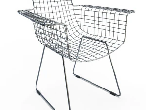 siyah tel sandalye 3D Model