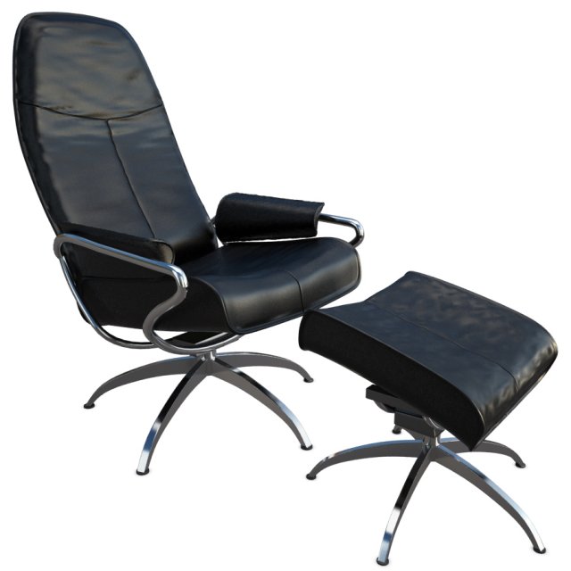 relax leather armchair with footstool Modelo 3D .c4d .max .obj .3ds .fbx .stl .blend 