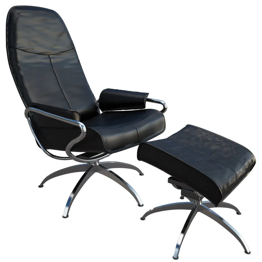 relax leather armchair with footstool 3D Model .c4d .max .obj .3ds .fbx .stl .blend 