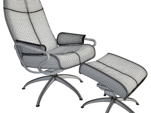 relax leather armchair with footstool Modelo 3D