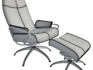 relax leather armchair with footstool 3D Model