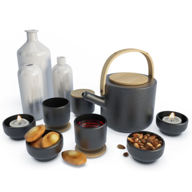 set tea time Model 3D .c4d .max .obj .3ds .fbx .stl .blend 