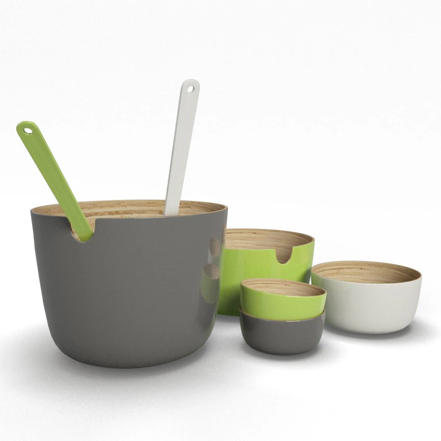 set ff bamboo bowls 3D Model .c4d .max .obj .3ds .fbx .stl .blend