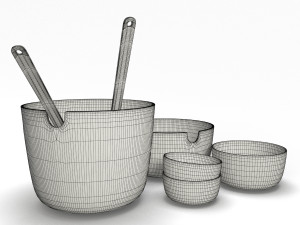set ff bamboo bowls 3D मॉडल