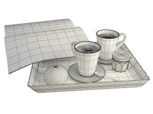 breakfast coffee and newspaper 3D Model