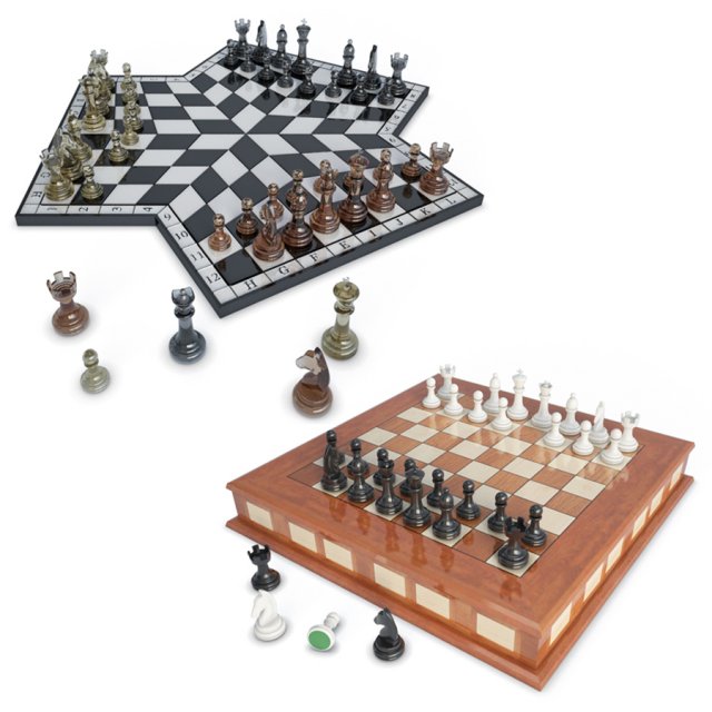 chess games 2 and 3 players 3D Модель .c4d .max .obj .3ds .fbx .stl .blend 