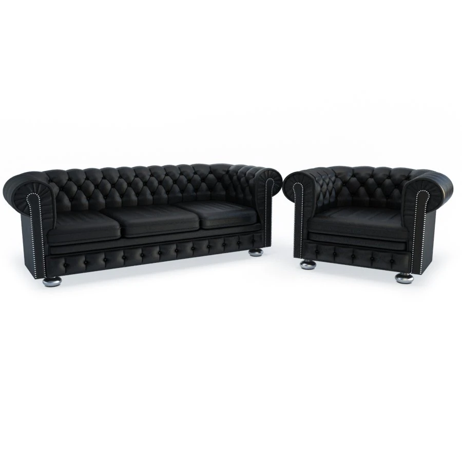 chesterfield sofa and armchair 3D Model .c4d .max .obj .3ds .fbx .stl .blend