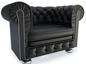chesterfield sofa and armchair 3D Model