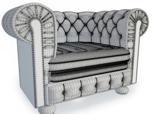 chesterfield sofa and armchair 3D Model