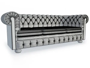 chesterfield sofa and armchair 3D Model