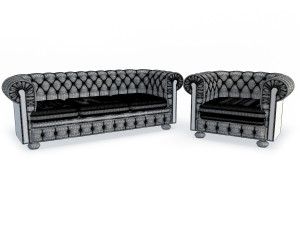 chesterfield sofa and armchair Modelo 3D