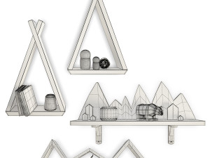 trendy teepee shelves for kids Modello 3D
