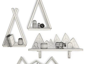 trendy teepee shelves for kids 3D Model