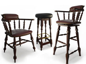 wooden bar seats 3D Model
