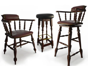 sedili da bar in legno Modello 3D