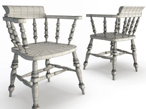 wooden bar seats 3D Model