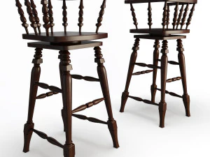 wooden bar seats 3D Model
