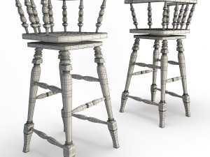 wooden bar seats 3Dモデル