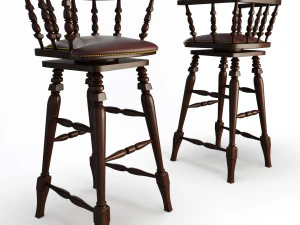 wooden bar seats 3D Model