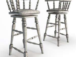 wooden bar seats 3Dモデル