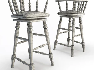 wooden bar seats 3D Model