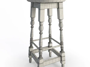 wooden bar seats 3D Model
