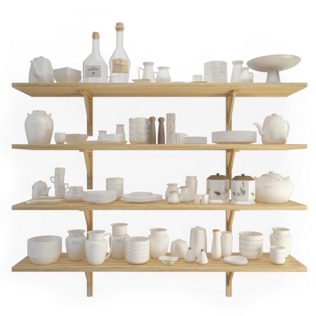 crockery shelves Modelo 3D .c4d .max .obj .3ds .fbx .stl .blend 