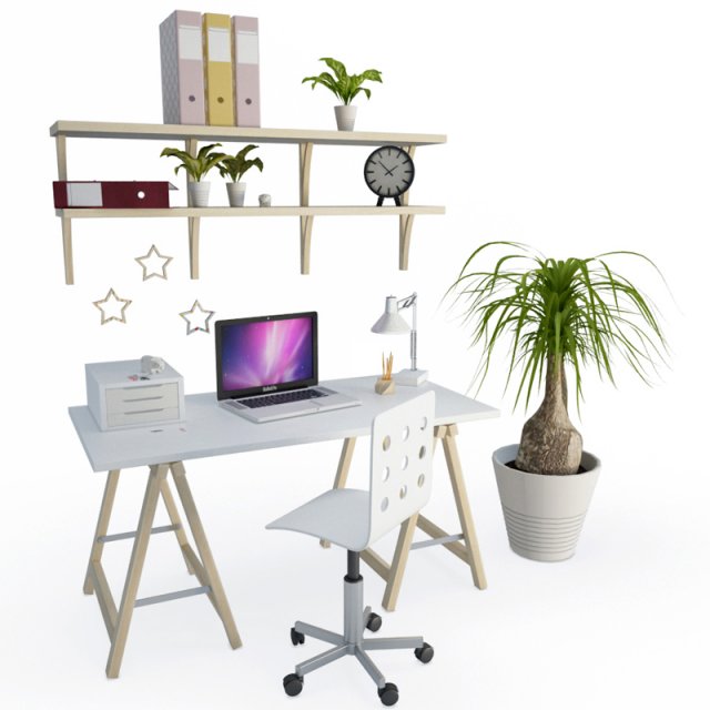 desk office composition 3Dモデル .c4d .max .obj .3ds .fbx .stl .blend 