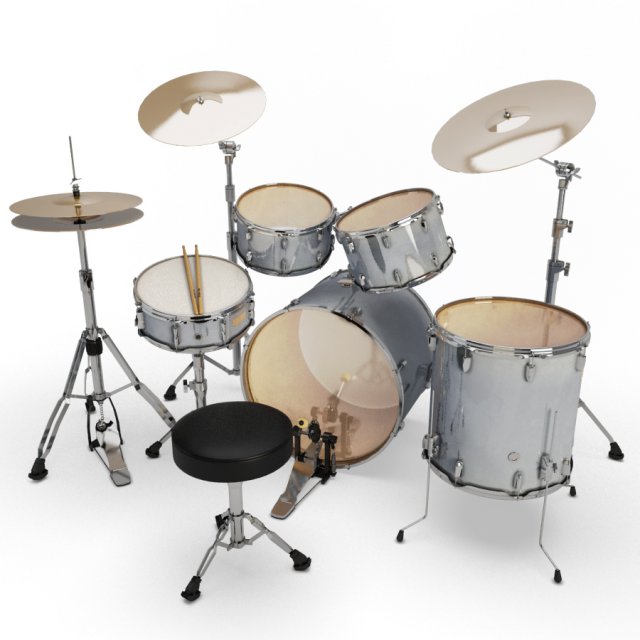 acoustic drum set Modello 3D .c4d .max .obj .3ds .fbx .stl .blend 