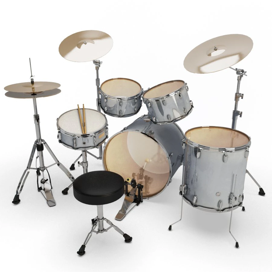 acoustic drum set 3D Model .c4d .max .obj .3ds .fbx .stl .blend 