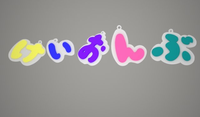k-on keychains 3Dプリントモデル .c4d .max .obj .3ds .fbx .stl .blend 