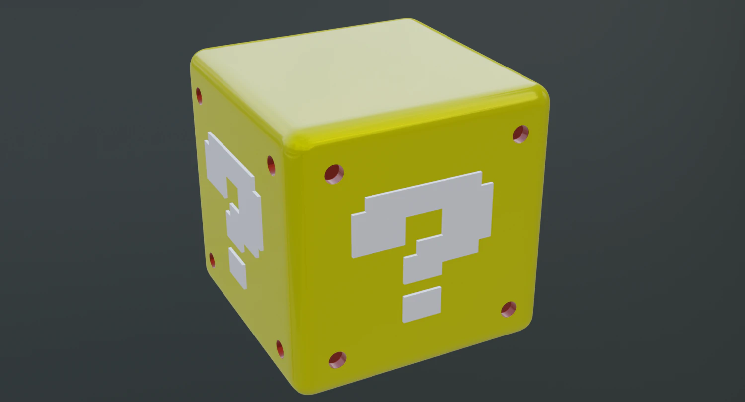 cube yellow mario bros 3D Model .c4d .max .obj .3ds .fbx .stl .blend 