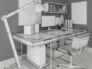scandinavian desk 3D Model