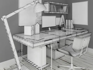 scandinavian desk 3D Model