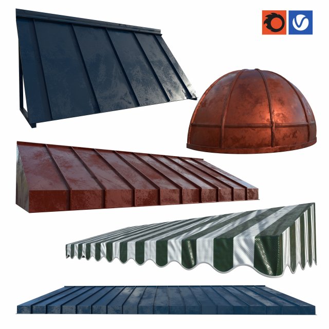 awning kitbash collection 3D Model .c4d .max .obj .3ds .fbx .stl .blend 