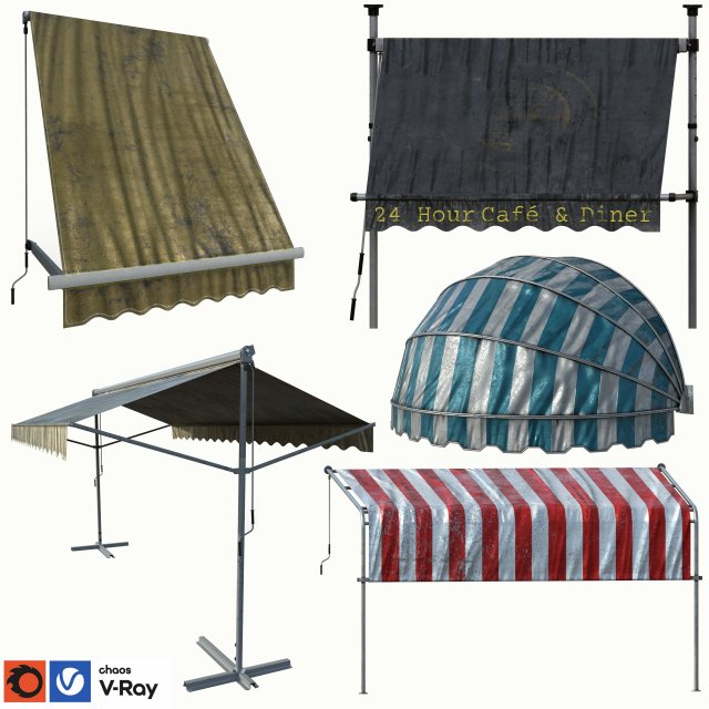 awning kitbash 02 Model 3D .c4d .max .obj .3ds .fbx .stl .blend 