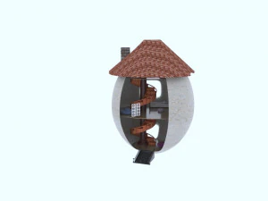 게임용 집 계란 3D 모델