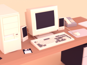 low poly computer desk 3D Model