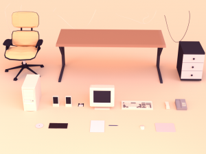 low poly computer desk 3D Model