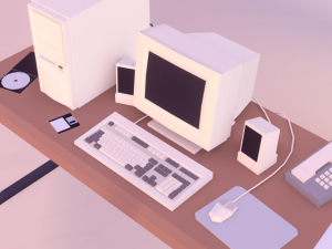 low poly computer desk 3D Model
