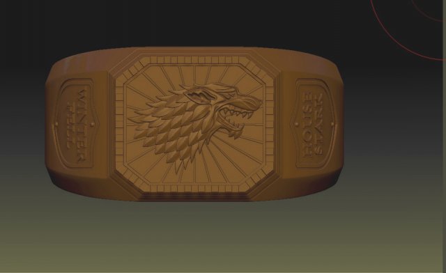 game of throne house stark wolf ring 3d print model 3D Baskı Modeli .c4d .max .obj .3ds .fbx .stl .blend