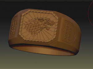 game of throne house stark wolf ring 3d print model 3D Baskı Modeli