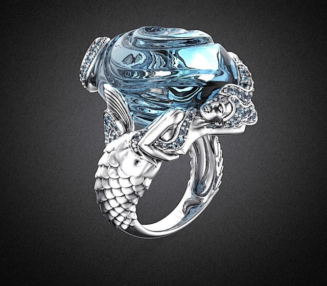 mermaid-ring--stl Modèles 3D en vedette .c4d .max .obj .3ds .fbx .stl .blend 
