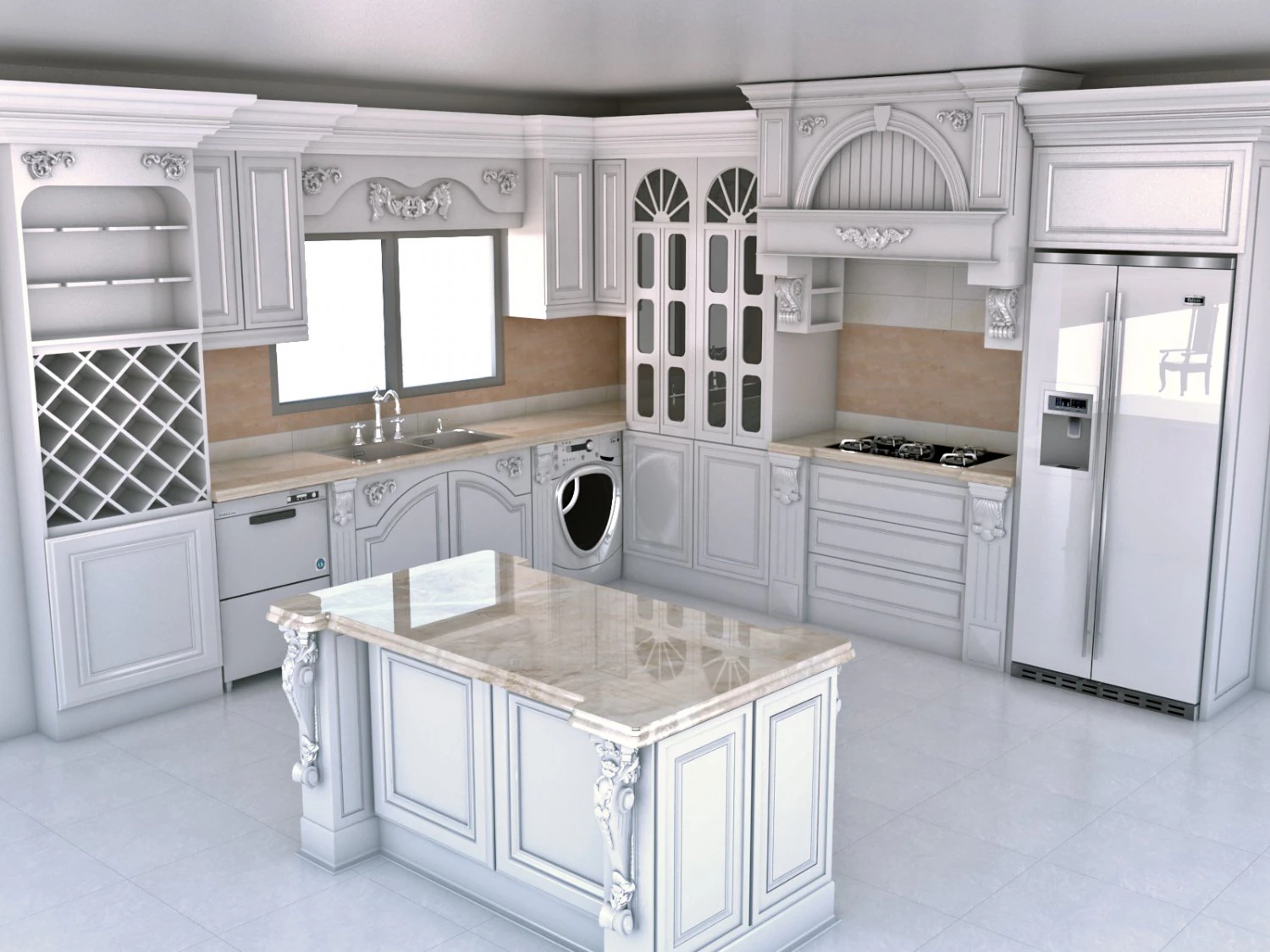 classic kitchen 3D Model .c4d .max .obj .3ds .fbx .stl .blend 