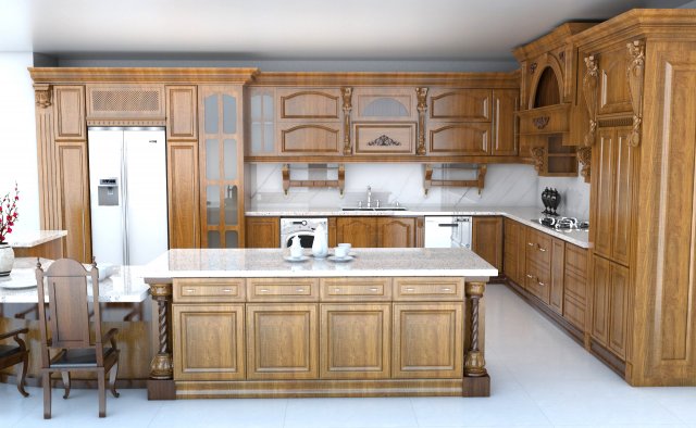 classic kitchen 2 3D 모델 .c4d .max .obj .3ds .fbx .stl .blend 