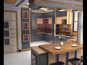 dise&ntilde;o de cocina moderna Modelo 3D