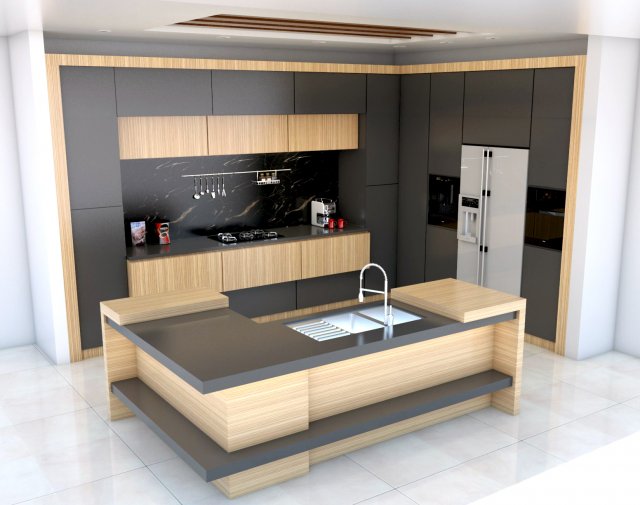 modern kitchen Model 3D .c4d .max .obj .3ds .fbx .stl .blend 
