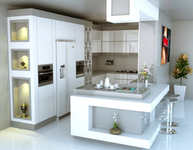 modern kitchen Modelo 3D .c4d .max .obj .3ds .fbx .stl .blend 