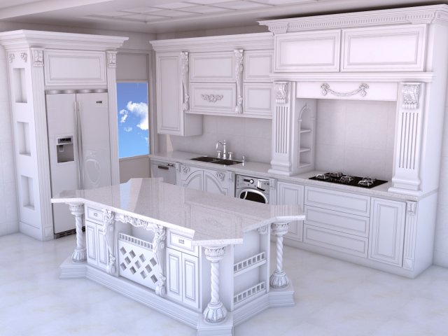 classic kitchen 3D Model .c4d .max .obj .3ds .fbx .stl .blend 