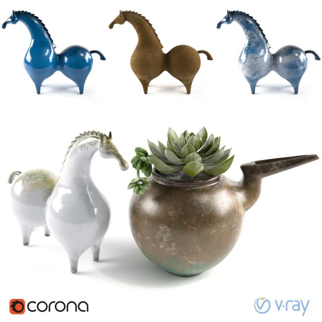 cavallo di ceramica Modello 3D .c4d .max .obj .3ds .fbx .stl .blend 